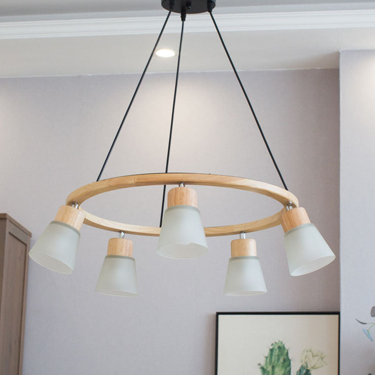 Nordic Minimalist Solid Wood 3/5-Light Bird Chandelier