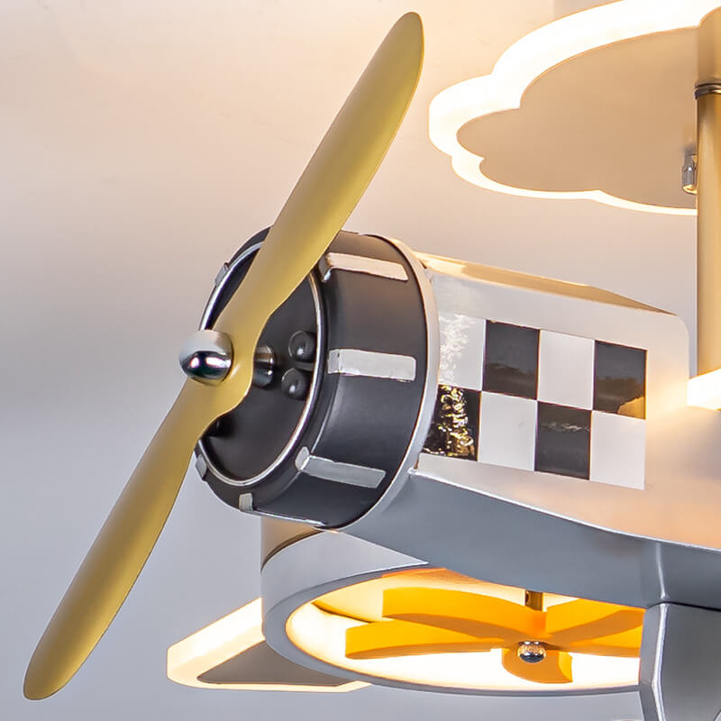 Creative Cartoon Airplane Iron Acrylic LED Kids Semi-Flush Mount Ceiling Light - Children's Room Decor, Playroom Lighting, Airplane-themed Light Fixture, Nursery Ceiling Lamp, Kid's Bedroom Illumination, Airplane Design LED Light, Unique Children's Ceilin