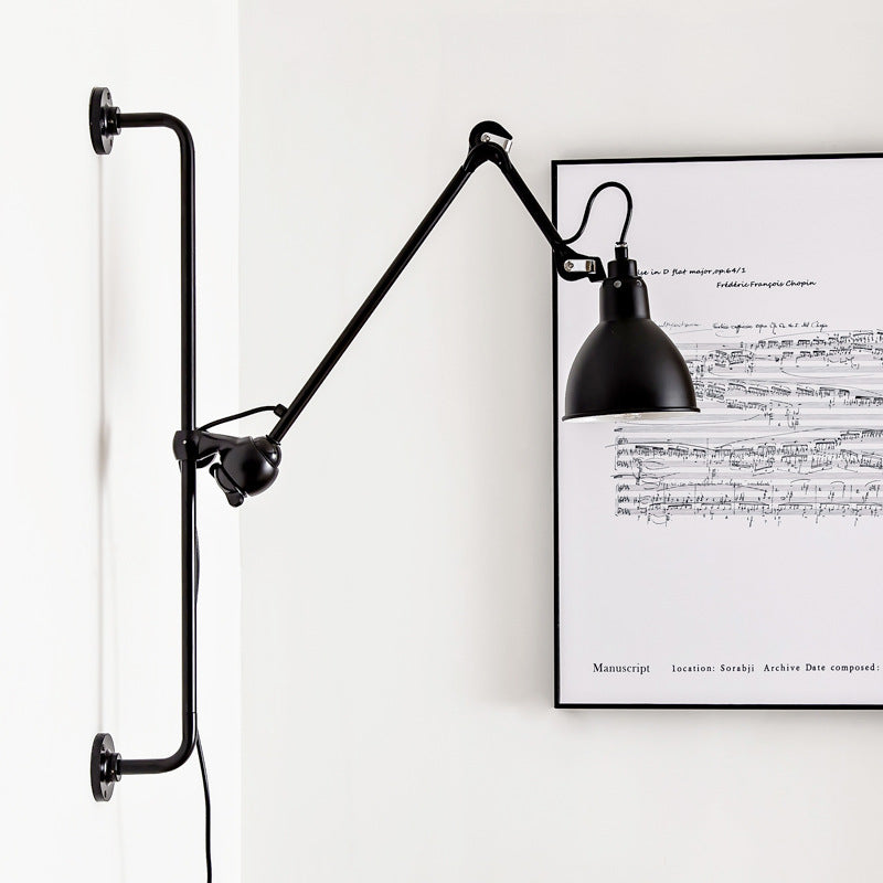 Industrial Vintage Iron Long Pole Swing Arm Wall Sconce Lamp