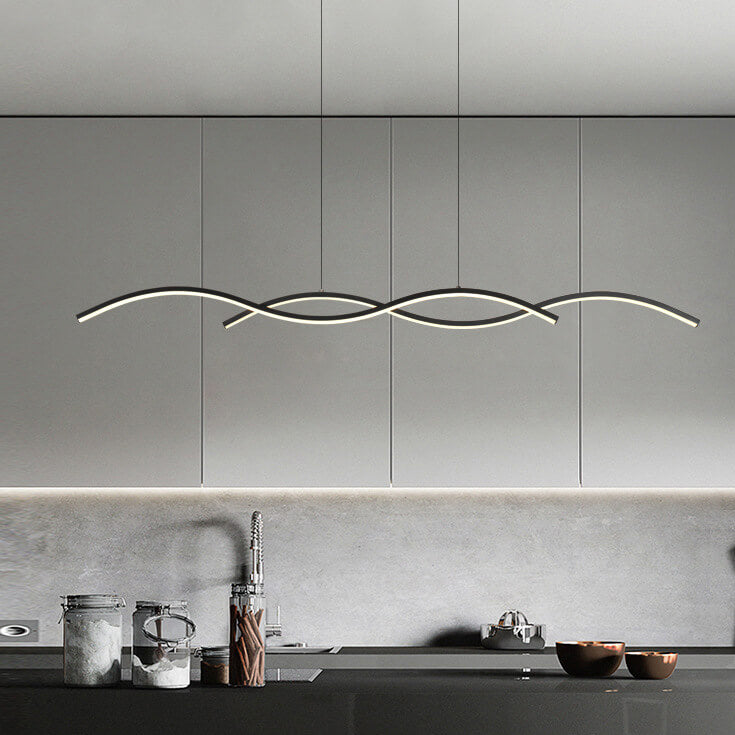 Nordic Minimalist LED Wave Design Island Chandelier - Modern Strip Light