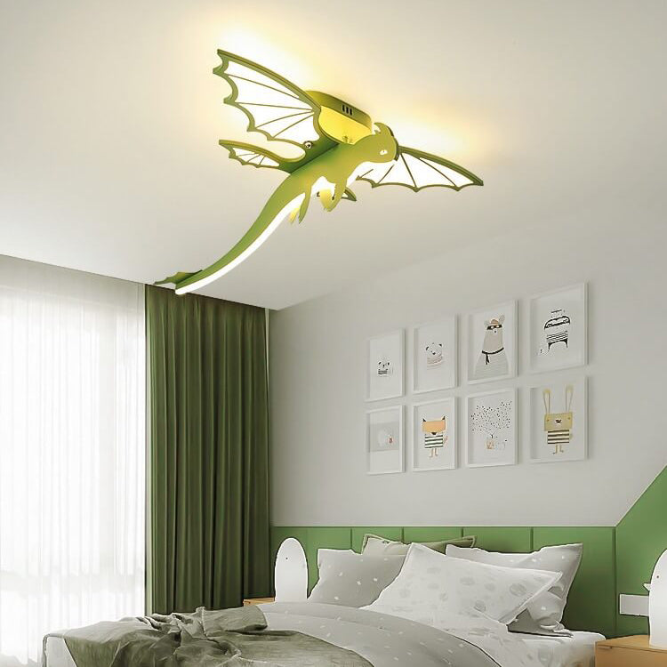 Contemporary Creative Acrylic Cartoon Dinosaur LED Semi-Flush Mount Ceiling Light for Kids Bedroom, Nursery, Playroom, Fun Lighting, Cute Dino Design, Adjustable Brightness, Modern Home Decor, Unique Children's Room Light Fixture