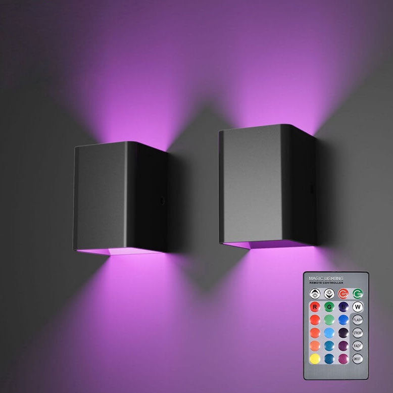 Modern Square Aluminum LED RGB Wall Sconce Lamp with Adjustable Colors and Brightness