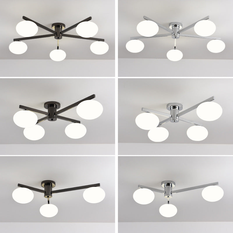 Nordic Light Luxury Glass Ball Semi-Flush Mount Ceiling Light - 3/4/5 Lights