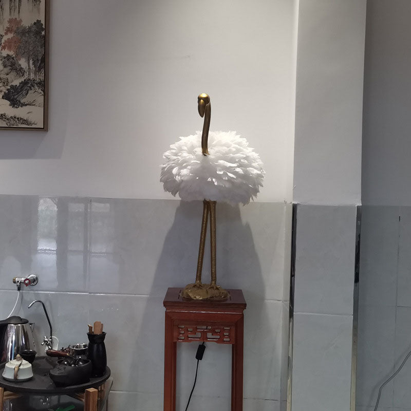 Contemporary Nordic Goose Feather Flamingo Table Lamp - 1-Light Bedside Elegance