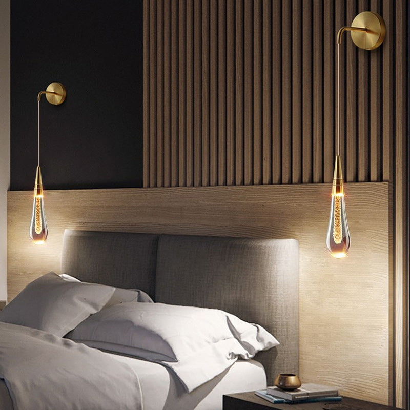 Teardrop Crystal LED Wall Sconce for Bedroom - Modern Luxury Lighting Solution