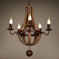 Rustic Round Branch Candle Holder Chandelier - 5/6/8 Light Wooden Iron Decor for Living Room