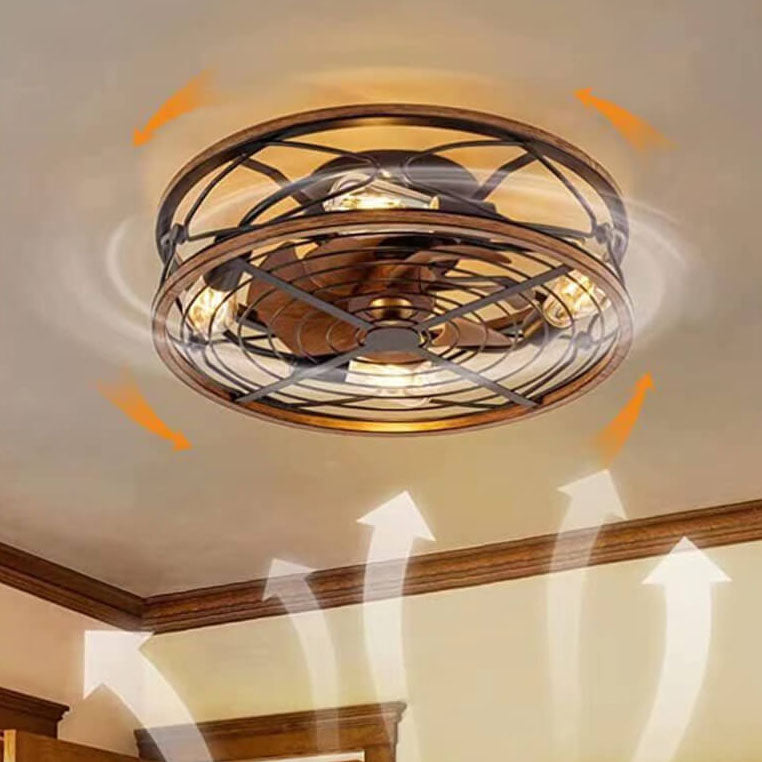 Nordic Wrought Iron 4-Light Flush Mount Ceiling Fan Light