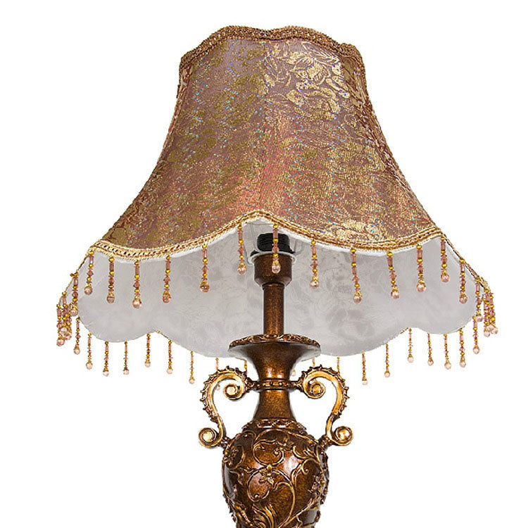 Traditional Floral Cylinder Resin Floor Lamp for Bedroom Lighting