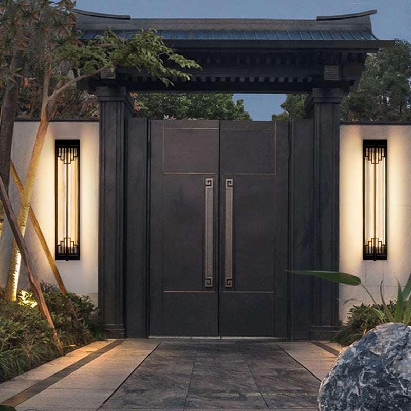 Traditional Chinese Waterproof Stainless Steel LED Wall Sconce for Outdoor Patio