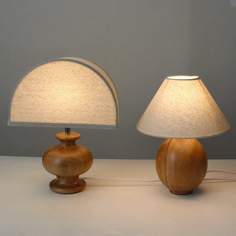 Japanese Wabi-Sabi Vintage Solid Wood Fabric 1-Light Table Lamp, Rustic Home Decor, Handmade Lighting Fixture, Natural Aesthetic Design, Unique Soft Glow Illumination, Living Room Bedroom Accent, Eco-Friendly Materials, Artisan Craftsmanship, Traditional