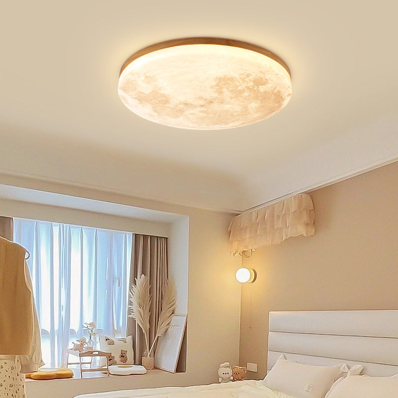 Modern Minimalist LED Flush Mount Ceiling Light - Round PVC Acrylic Moon Design for Living Room