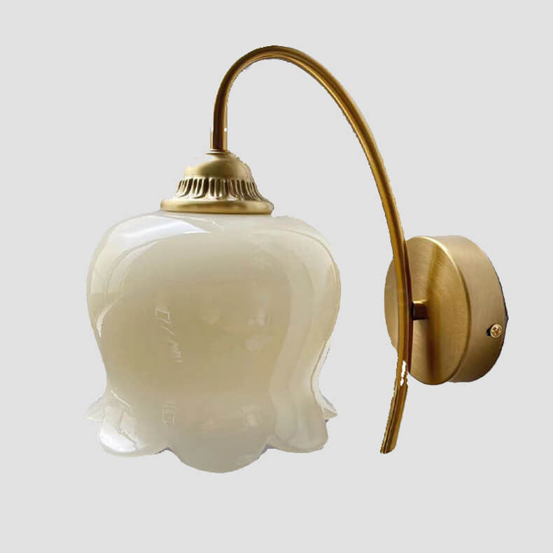 Vintage Floral Resin Wall Sconce - Copper Iron 1-Light Lamp for Bedroom