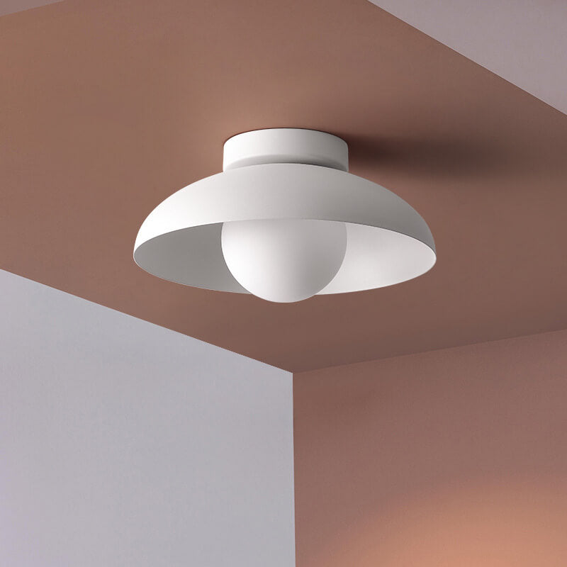 Contemporary Nordic Wabi-Sabi Iron Glass Semi-Flush Mount Light