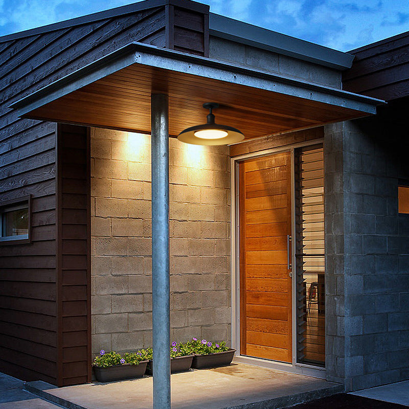 Contemporary Scandinavian Carbonized Steel Waterproof Semi-Flush Mount Light for Outdoor Patio