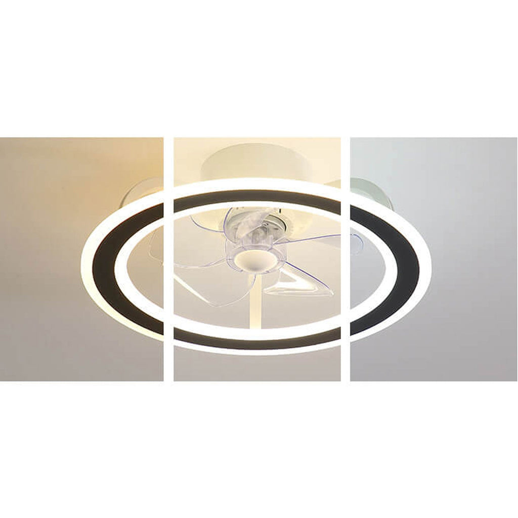 Nordic Creative Round LED Semi-Flush Mount Ceiling Fan Light Fixture