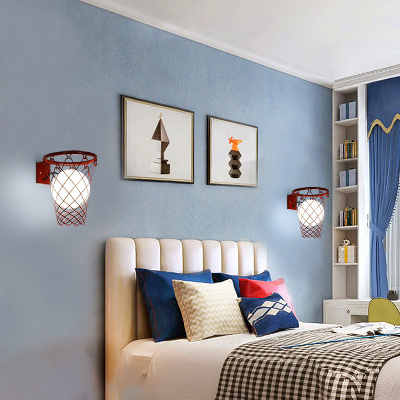 Modern Art Deco Kids Basketball Hoop Wall Sconce - 1-Light Glass Lamp  

Illuminate your child’s bedroom with this stylish Modern Art Deco kids basketball hoop wall sconce. Featuring a sleek glass design and a playful basketball motif, this 1-light lamp a