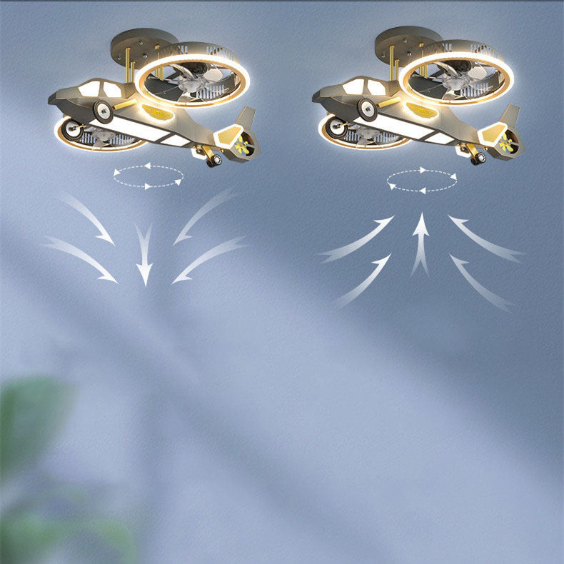 Contemporary LED Aircraft Ceiling Fan Light for Kids' Bedroom