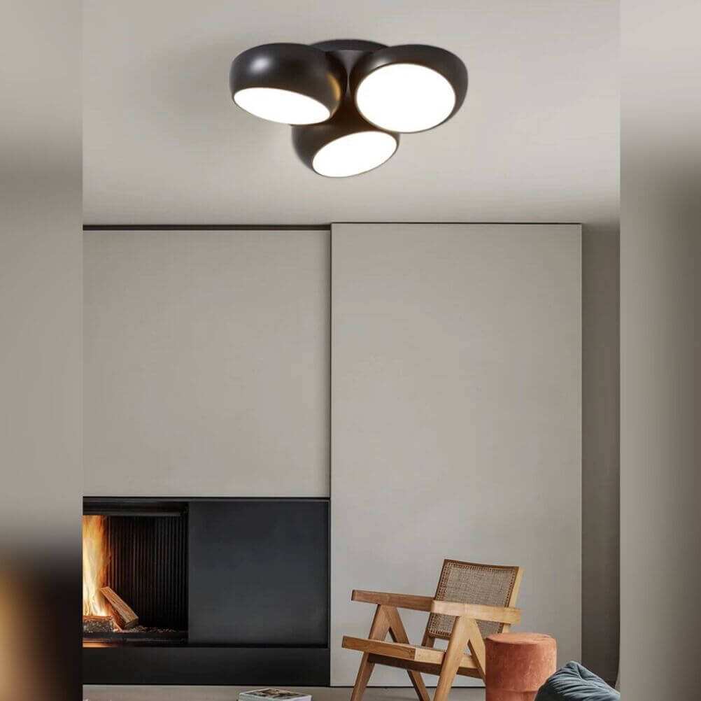 Scandinavian Modern Round LED Semi-Flush Mount Ceiling Light – Iron & Plastic Design