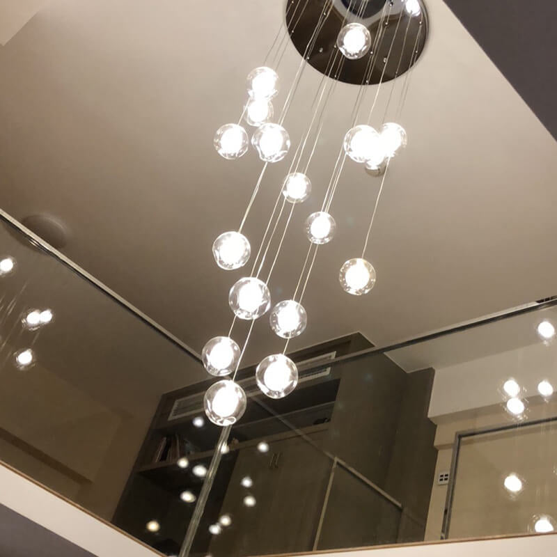 Modern Luxury LED Loft Chandelier with Crystal Orb Shade