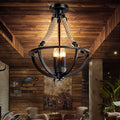 Vintage Industrial Iron Twine 3-Light Island Chandelier