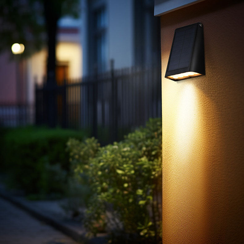 Modern Minimalist Solar LED Wall Sconce for Garden - Rectangular Trapezoidal ABS PC Design