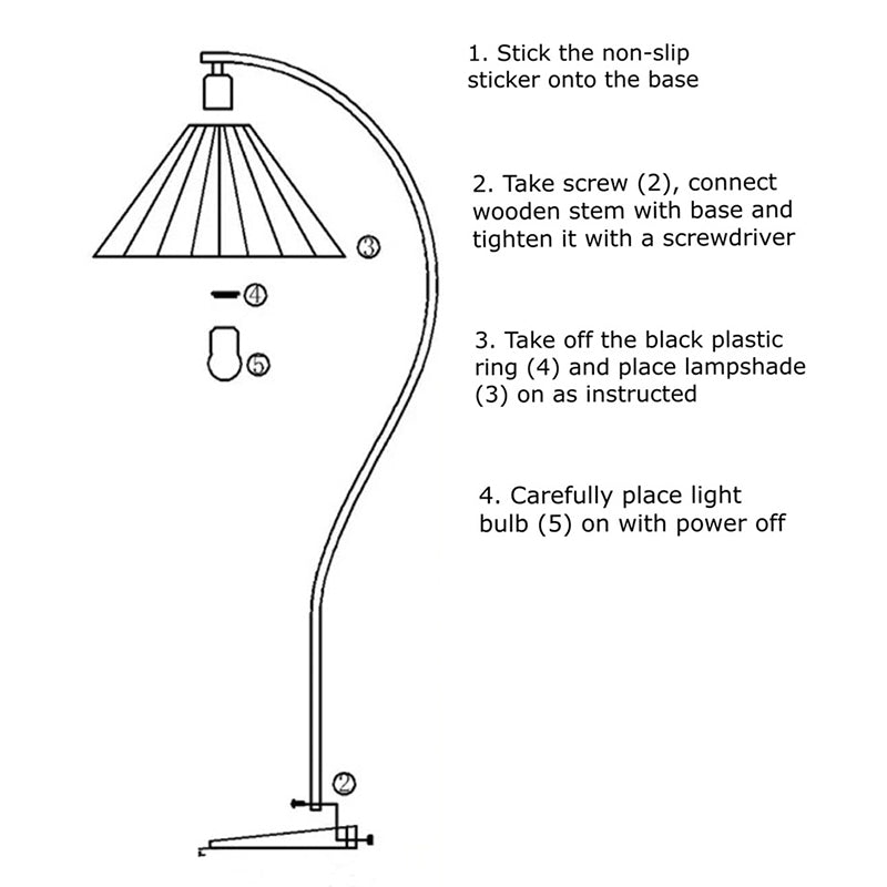 Traditional Japanese Pleated Cone Floor Lamp with Arc Wood Pole - 1-Light Design for Home Office Decor