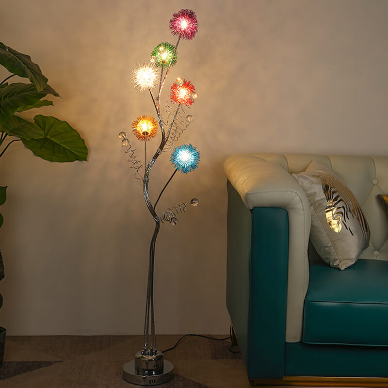 Creative Aluminum Weaving Balls Floor Lamp - Rustic 6-Light Tree Branch Design Decor