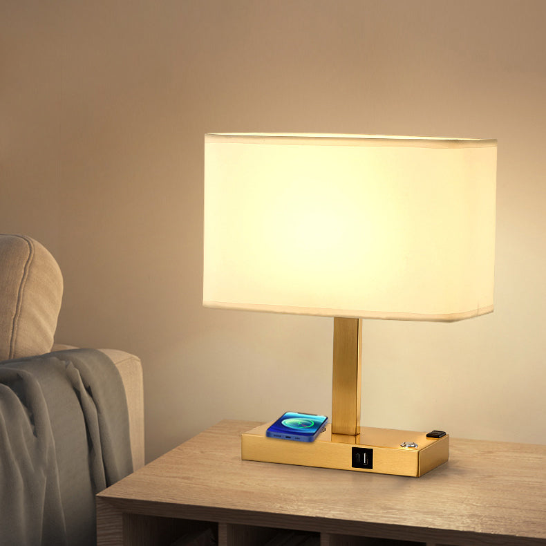 Modern Minimalist Rectangular Cloth Iron Table Lamp - Stylish 1-Light Design for Living Room