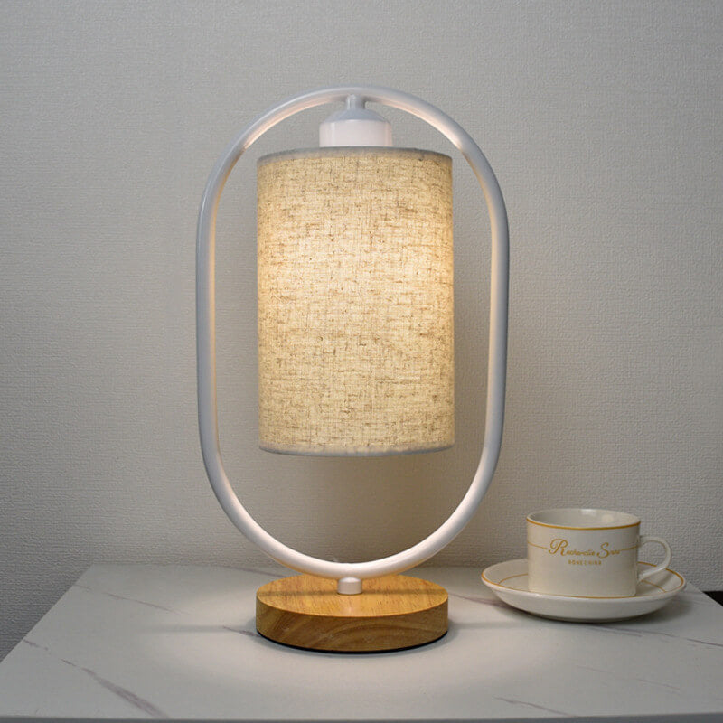 Nordic Linen White Ring 1-Light Dimmable Table Lamp - Modern Minimalist Design, Adjustable Brightness, Stylish Lighting for Living Room, Bedroom, Office - Contemporary Home Décor Accent Piece