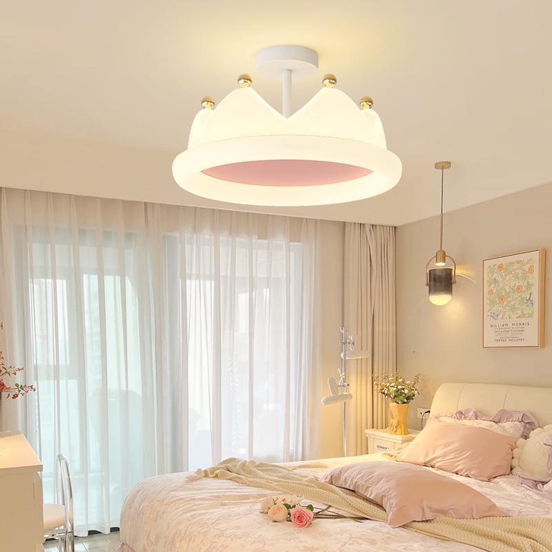 Contemporary Kids Crown Iron PE LED Semi-Flush Mount Ceiling Light Bedroom Lighting Fixture Modern Nursery Decor Creative Design Childrens Room Illumination Stylish Playroom Ceiling Lamp