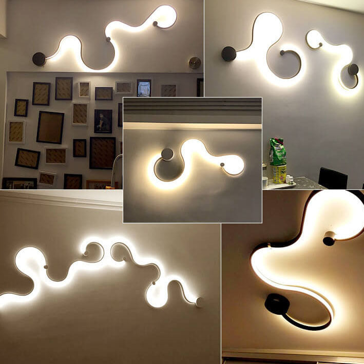 Modern Curved LED Wall Sconce - Aluminum Snake-Shaped 1-Light Lamp