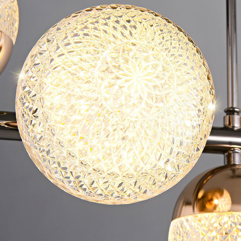 Modern Luxury Acrylic Spherical LED Island Chandelier with Iron Rods
