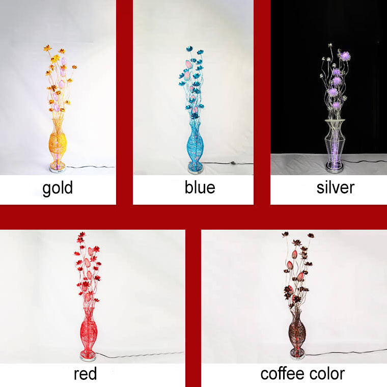 Contemporary Aluminum LED Floor Lamp with Vase Design for Living Room