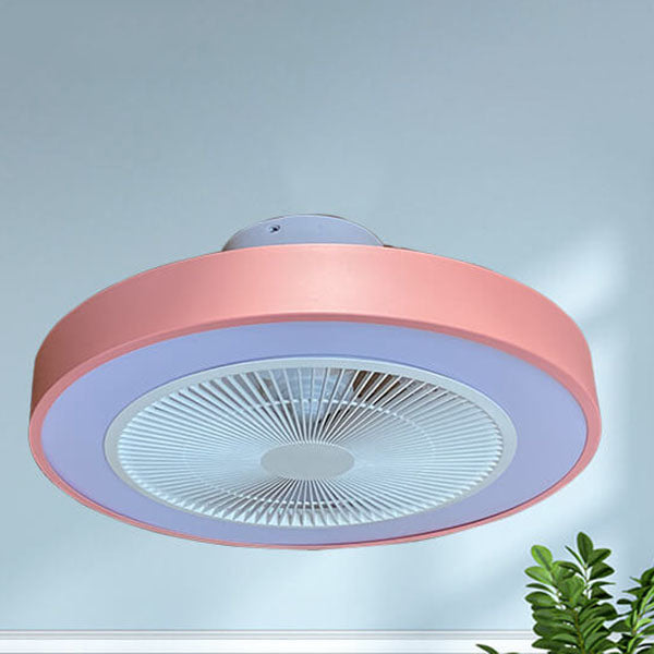 Modern Minimalist Copper LED Flush Mount Ceiling Fan Light