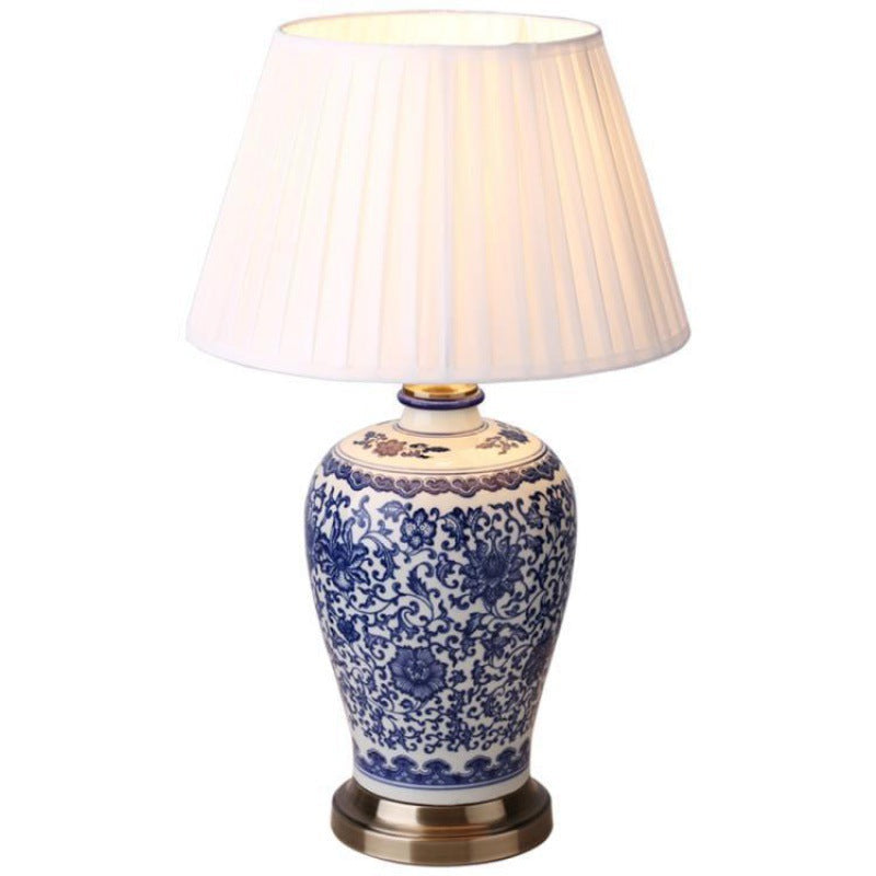 Traditional Chinese Ceramic Electroplated Antique Brass Finish Table Lamp - 1-Light Cone Design for Home Office