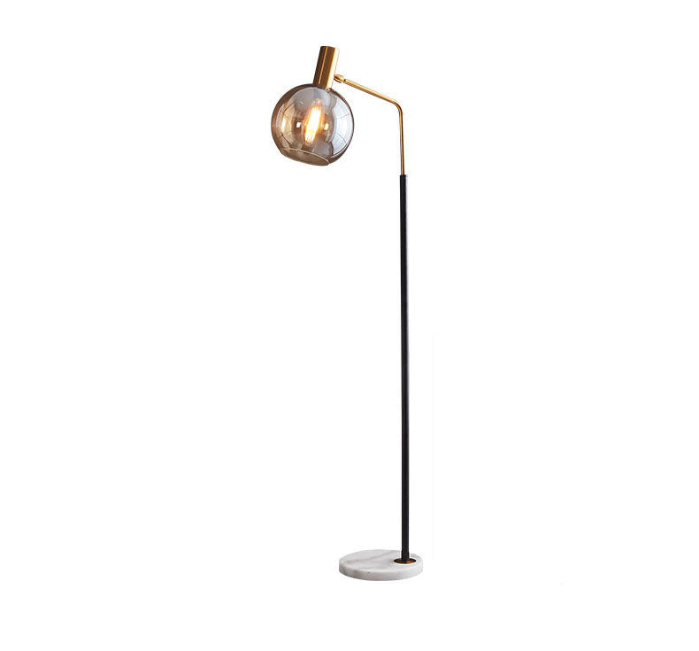 Contemporary Nordic Glass Dome Shade Marble Base Floor Lamp - Living Room Lighting