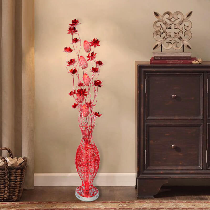 Contemporary Aluminum LED Floor Lamp with Vase Design for Living Room