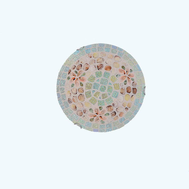 Tiffany Mosaic Shells Flush Mount Ceiling Light - Elegant Lighting for Home Decor