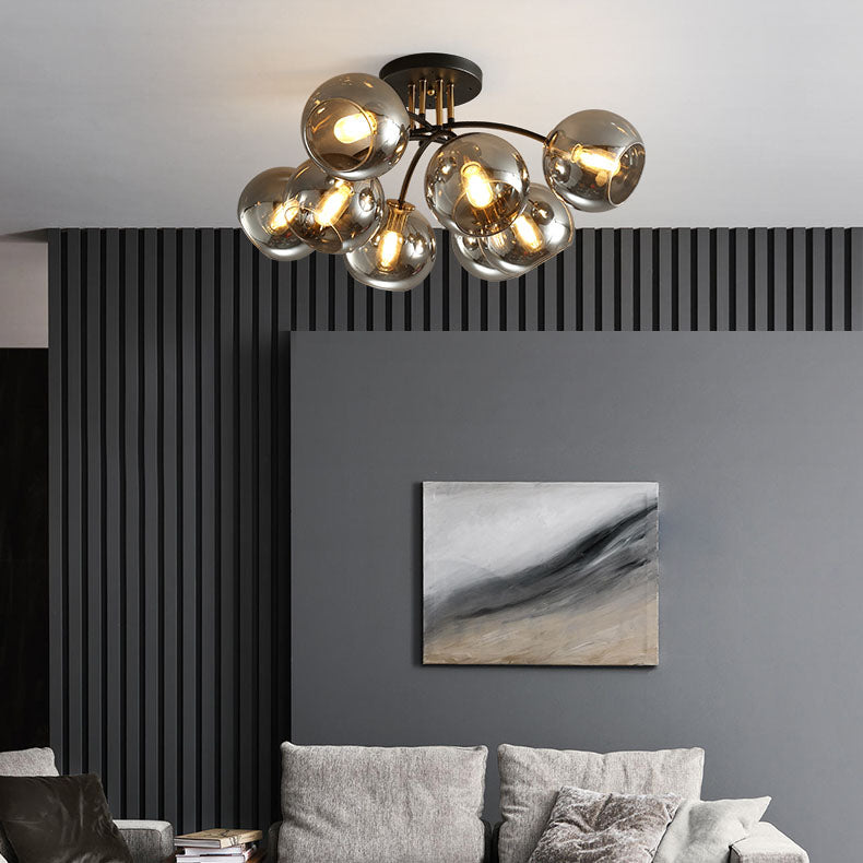 Modern Luxury Iron Glass Magic Bean Semi-Flush Mount Ceiling Light - 4/6/8 Lights for Bedroom