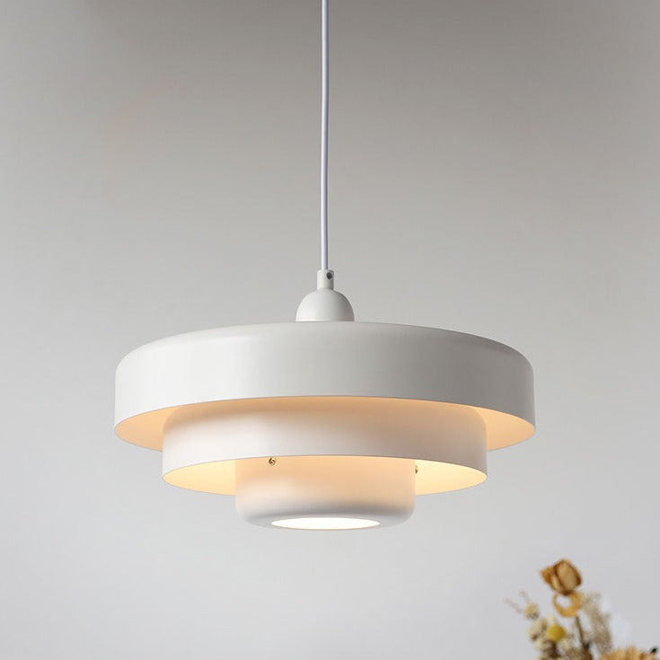 Nordic Vintage Multi-Layered Round Metal Pendant Light - 1-Light Ceiling Fixture