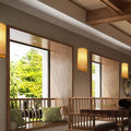 Traditional Japanese Bamboo Wall Sconce Lamp - Semicircular Cylinder, 2-Light for Bedside Lighting