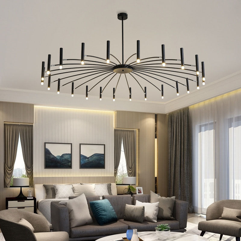 Contemporary Scandinavian Round Radioactive Iron Aluminum Chandelier 12/24 Light for Living Room