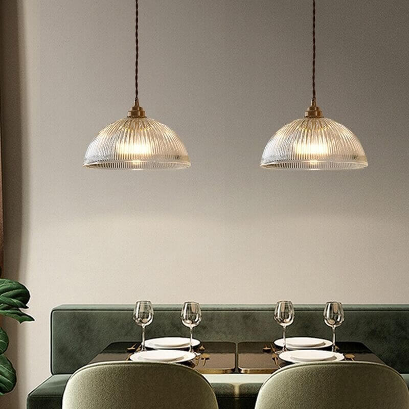 Modern Minimalist Brass Glass Dome Pendant Light 1-Light Fixture