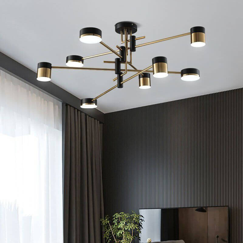 Modern Minimalist Black Gold Semi-Flush Mount Light 4-8 Lights