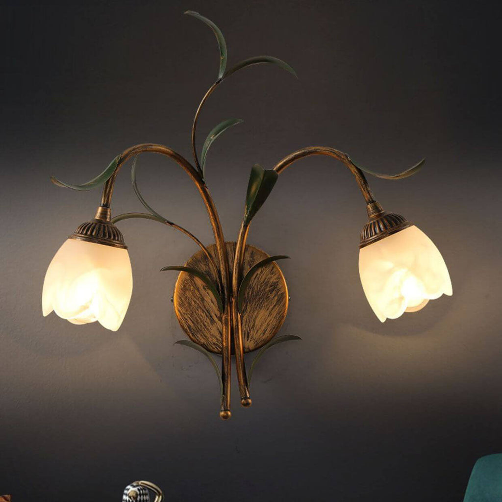 Modern Minimalist Glass Flower Wall Sconce - 1/2-Light Lamp for Living Room, Bedroom, and Hallway Decor