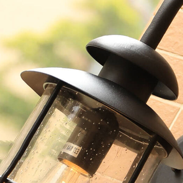 European Vintage Waterproof Iron Glass Wall Sconce Lamp - 1-Light Outdoor Fixture