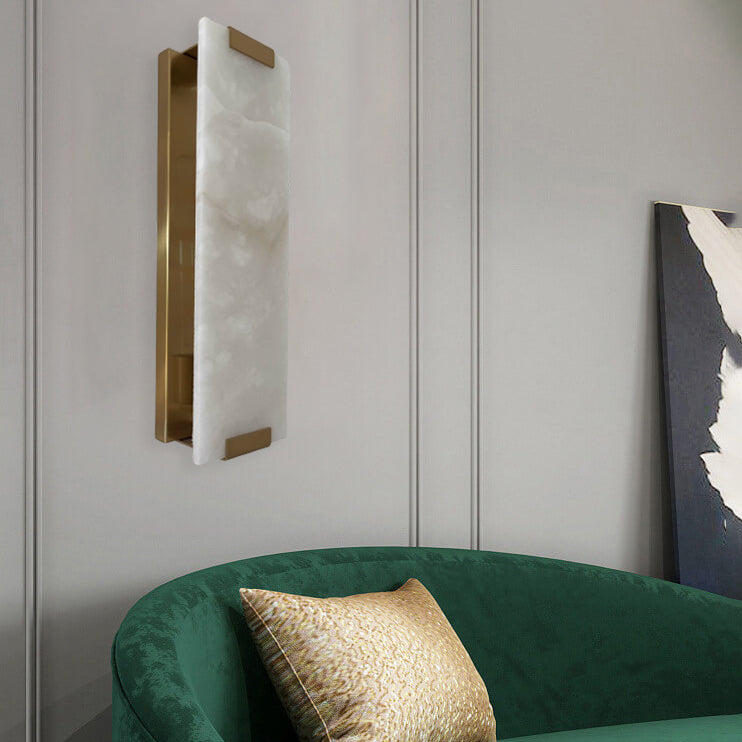 Nordic Light Luxury Copper Marble Strip Design 3-Light Wall Sconce Lamp - Modern Wall Lighting Fixture, Elegant Copper Finish, Marble Accent, Contemporary Home Decor, Stylish Indoor Lighting, Bedroom, Living Room, Hallway Illumination, Scandinavian Design