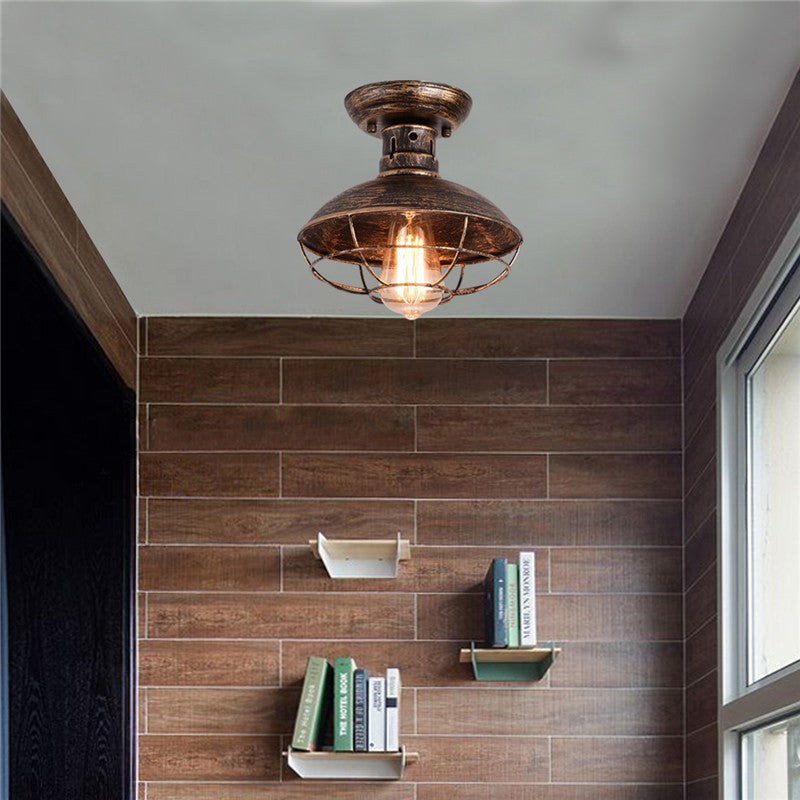 Contemporary Industrial Semi-Flush Mount Iron Light for Living Room