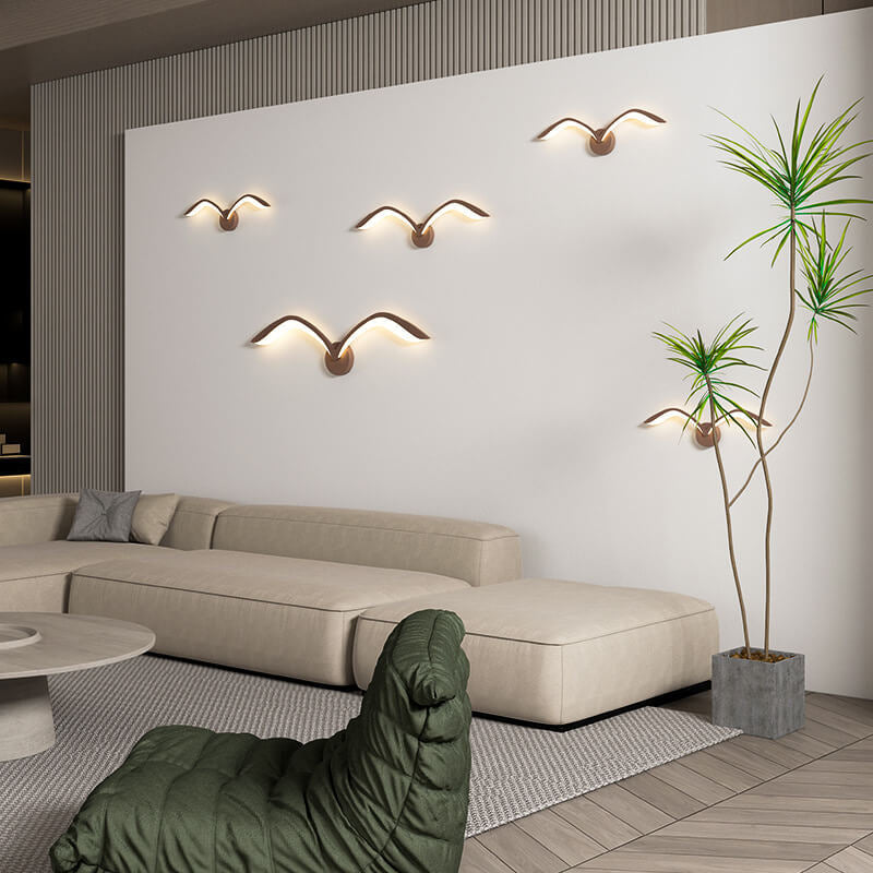 Nordic Minimalist Seagull Acrylic LED Wall Sconce Lamp - Modern Lighting Design, Energy-Efficient, Home Décor, Scandinavian Style, Adjustable Brightness