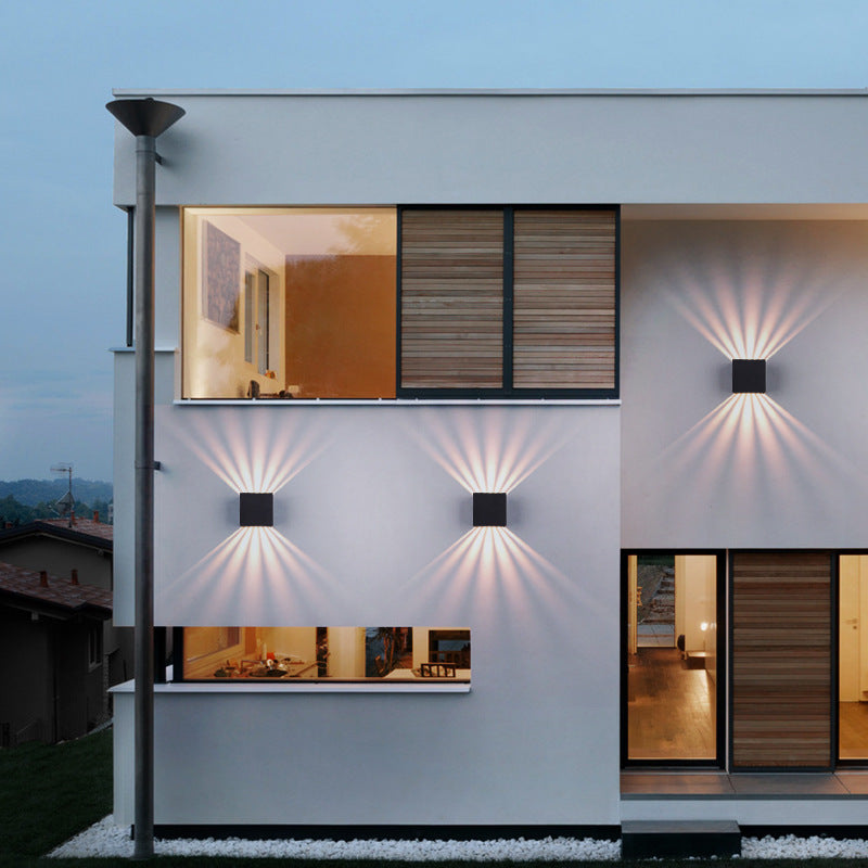 Modern Solid Color Aluminum LED Outdoor Wall Sconce - Waterproof Square Lamp